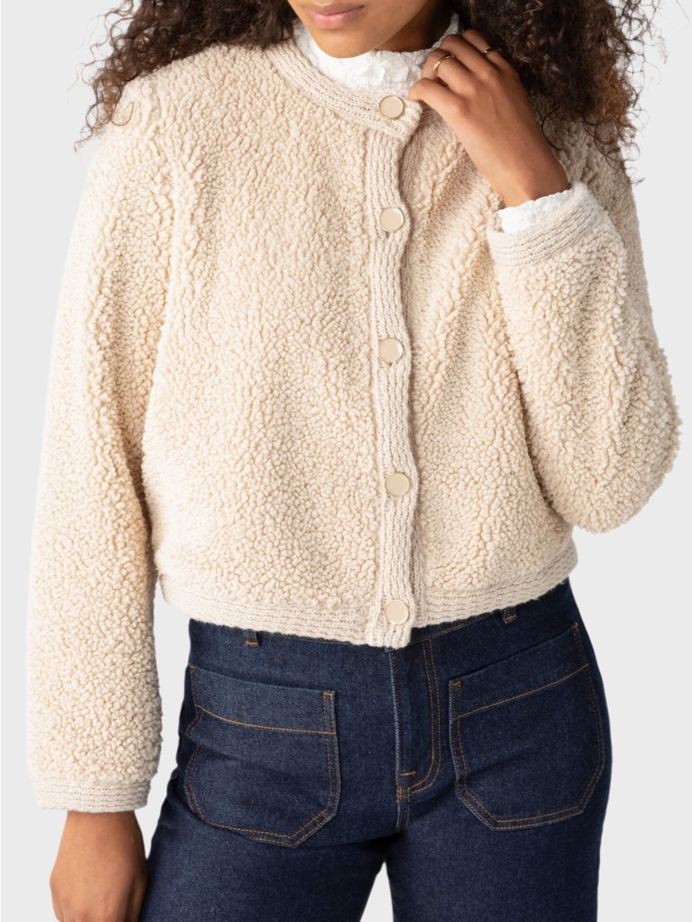 Teddy Button-Up Jacket - Cream